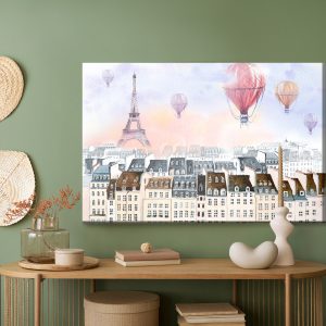 Peinture sur toile Montgolfières Survolant Paris – Image 5