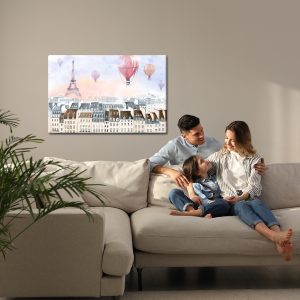 Peinture sur toile Montgolfières Survolant Paris – Image 7
