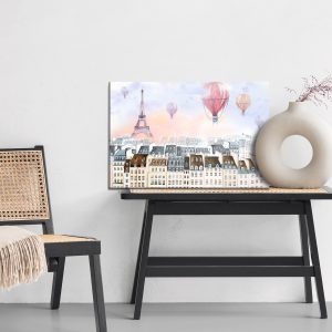 Peinture sur toile Montgolfières Survolant Paris – Image 6