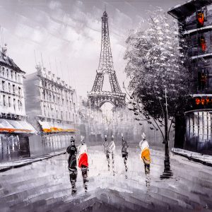 Peinture sur toile Les Gens Admirant La Tour Eiffel – Image 1