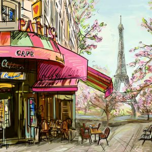 Peinture sur toile Café De Paris Comme Dessiné – Image 1