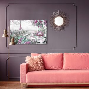 Peinture sur toile Un Café Avec La Tour Eiffel En Arrière-Plan – Image 4
