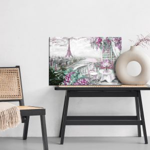 Peinture sur toile Un Café Avec La Tour Eiffel En Arrière-Plan – Image 6