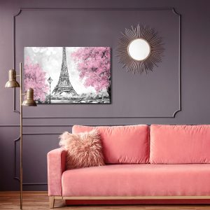 Peinture sur toile La Tour Eiffel Entre Les Arbres En Fleurs – Image 4