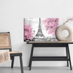 Peinture sur toile La Tour Eiffel Entre Les Arbres En Fleurs – Image 6