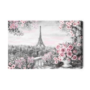 Peinture sur toile Vue Sur La Tour Eiffel Depuis La Terrasse – Image 2
