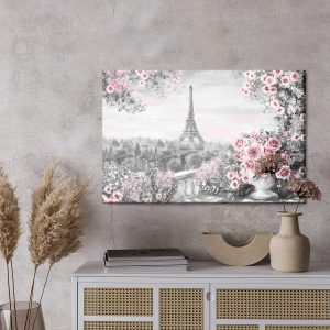 Peinture sur toile Vue Sur La Tour Eiffel Depuis La Terrasse – Image 3