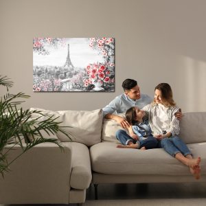 Peinture sur toile Balcon Fleuri Avec Vue Sur La Tour Eiffel – Image 7