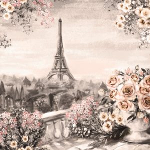 Peinture sur toile Une Terrasse Fleurie Face À La Tour Eiffel – Image 1