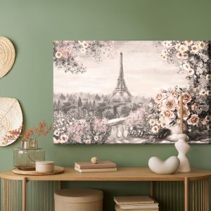 Peinture sur toile Une Terrasse Fleurie Face À La Tour Eiffel – Image 5