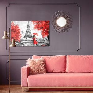 Peinture sur toile Les Amoureux Admirant La Tour Eiffel – Image 4