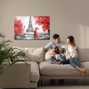 Peinture sur toile Les Amoureux Admirant La Tour Eiffel – Image 7