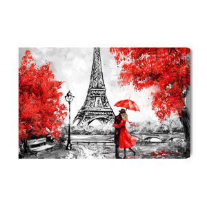Peinture sur toile Les Amoureux Admirant La Tour Eiffel – Image 2