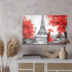 Peinture sur toile Les Amoureux Admirant La Tour Eiffel – Image 3