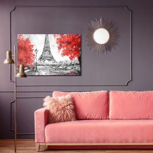 Peinture sur toile La Tour Eiffel Entre Les Arbres En Fleurs – Image 4