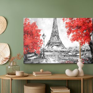 Peinture sur toile La Tour Eiffel Entre Les Arbres En Fleurs – Image 5