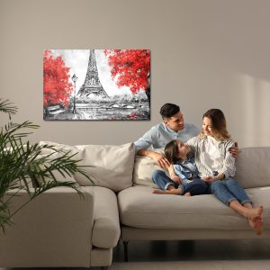 Peinture sur toile La Tour Eiffel Entre Les Arbres En Fleurs – Image 7