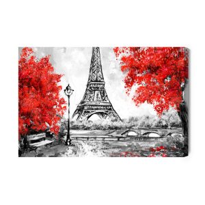 Peinture sur toile La Tour Eiffel Entre Les Arbres En Fleurs – Image 2