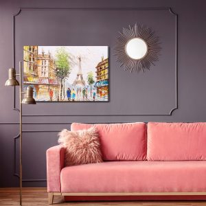 Peinture sur toile Rue De Paris Avec Vue Sur La Tour Eiffel – Image 4