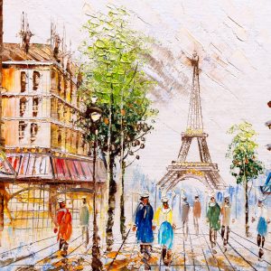 Peinture sur toile Rue De Paris Avec Vue Sur La Tour Eiffel – Image 1