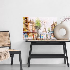 Peinture sur toile Rue De Paris Avec Vue Sur La Tour Eiffel – Image 6