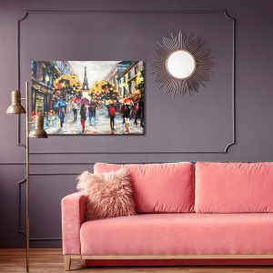 Peinture sur toile Les Gens Avec Des Parapluies Colorés À Paris – Image 4