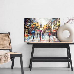 Peinture sur toile Les Gens Avec Des Parapluies Colorés À Paris – Image 6