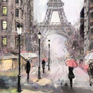 Peinture sur toile Une Rue Parisienne Aux Couleurs Pastel – Image 1
