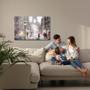 Peinture sur toile Une Rue Parisienne Aux Couleurs Pastel – Image 7