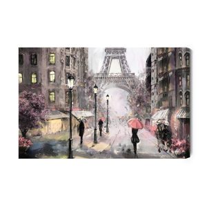 Peinture sur toile Une Rue Parisienne Aux Couleurs Pastel – Image 2