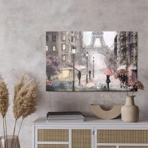 Peinture sur toile Une Rue Parisienne Aux Couleurs Pastel – Image 3