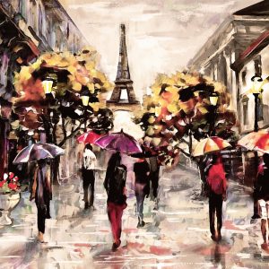 Peinture sur toile Les Gens Avec Des Parapluies Colorés À Paris – Image 1