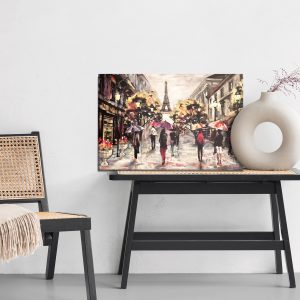 Peinture sur toile Les Gens Avec Des Parapluies Colorés À Paris – Image 6
