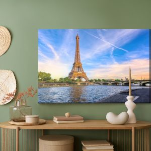 Peinture sur toile Vue 3D De La Seine Et De La Tour Eiffel – Image 5