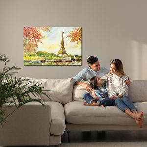 Peinture sur toile Vue Sur La Tour Eiffel En Automne – Image 7