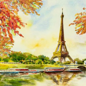 Peinture sur toile Vue Sur La Tour Eiffel En Automne – Image 1