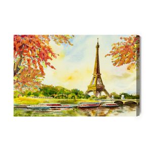 Peinture sur toile Vue Sur La Tour Eiffel En Automne – Image 2