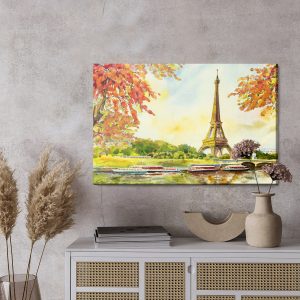 Peinture sur toile Vue Sur La Tour Eiffel En Automne – Image 3