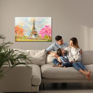 Peinture sur toile La Tour Eiffel Entre Les Arbres Colorés – Image 7