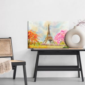 Peinture sur toile La Tour Eiffel Entre Les Arbres Colorés – Image 6
