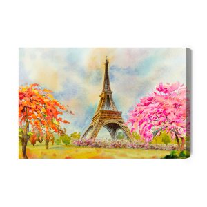 Peinture sur toile La Tour Eiffel Entre Les Arbres Colorés – Image 2