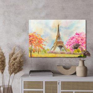 Peinture sur toile La Tour Eiffel Entre Les Arbres Colorés – Image 3