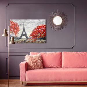 Peinture sur toile La Tour Eiffel Entre Les Arbres Colorés – Image 4