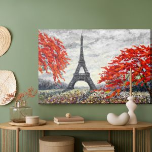 Peinture sur toile La Tour Eiffel Entre Les Arbres Colorés – Image 5
