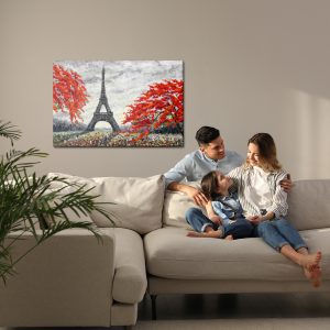 Peinture sur toile La Tour Eiffel Entre Les Arbres Colorés – Image 7