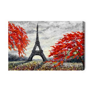 Peinture sur toile La Tour Eiffel Entre Les Arbres Colorés – Image 2