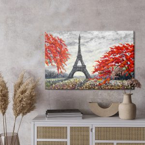 Peinture sur toile La Tour Eiffel Entre Les Arbres Colorés – Image 3