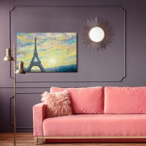 Peinture sur toile Tour Eiffel Et Coucher De Soleil – Image 4