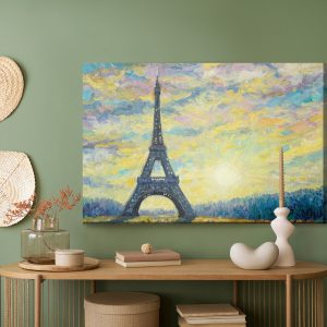 Peinture sur toile Tour Eiffel Et Coucher De Soleil – Image 5