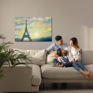 Peinture sur toile Tour Eiffel Et Coucher De Soleil – Image 7